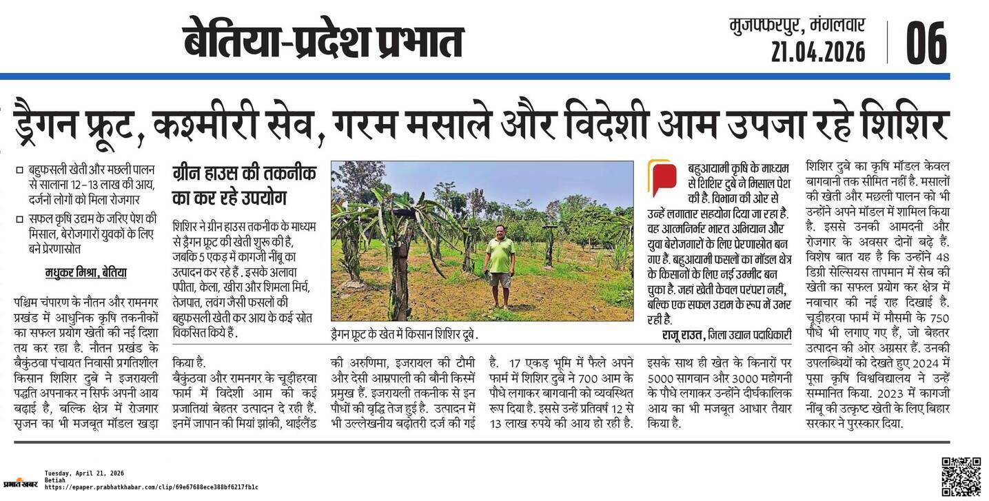 Dragon Fruit, Kashmiri Apple, Spices & Foreign Mangoes — Shishir Dubey leads the way